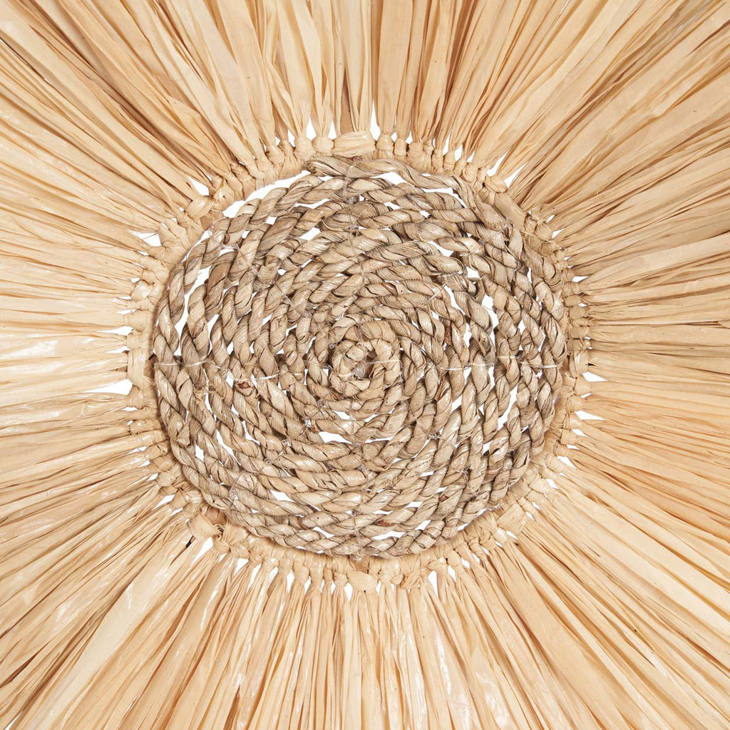 Wanddecoratie sisal Wanita naturel, handgeweven rond Ø 60 cm voor woonkamer, slaapkamer en hal