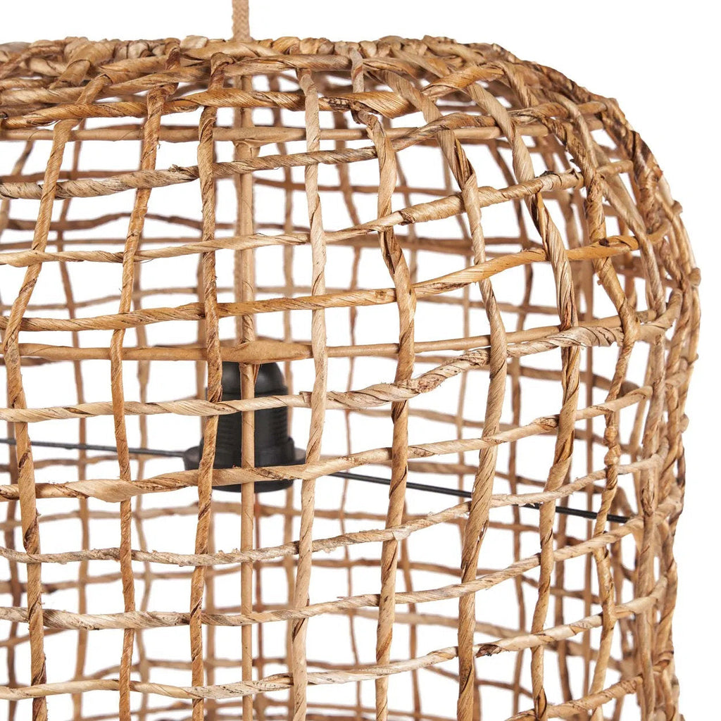 Hanglamp bananenblad handgeweven Kuso naturel 40 x 40 x 74 cm, voor woonkamer en eetkamer