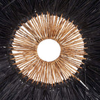 Wanddecoratie bananenblad Maurea boho zwart – Ø 110 cm, handgevlochten, rond
