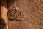Hanglamp bananenblad handgemaakt naturel L – Ø 45 x 35 cm, voor woonkamer, slaapkamer of overdekt terras