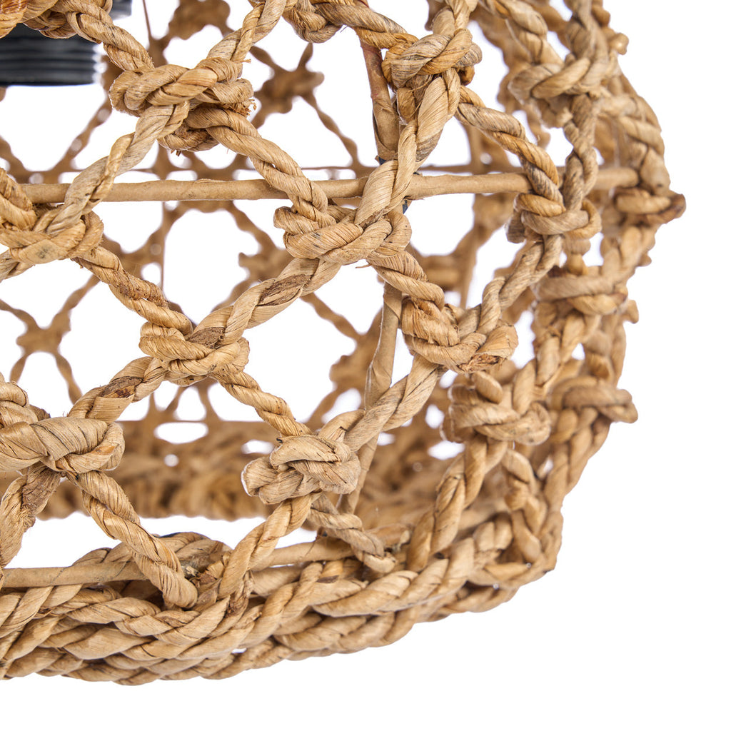Hanglamp bananenblad handgevlochten, Banara, naturel – Ø 35 x 27 cm, voor slaapkamer en woonkamer