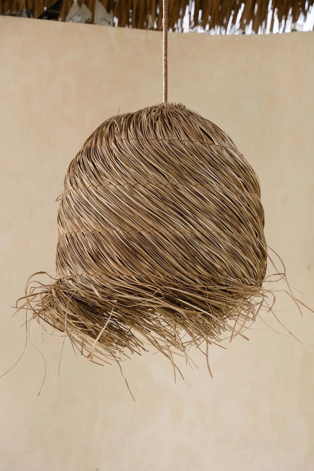 Hanglamp gras handgevlochten Wicked naturel 50 x 50 x 50 cm, boho voor slaapkamer en woonkamer