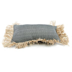 Kussenhoes katoen met raffia franjes, Cotton Bonita, natuurlijk zwart, 30 x 50 cm, woonkamer