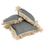 Kussenhoes katoen met raffia franjes, Cotton Bonita, natuurlijk zwart, 30 x 50 cm, woonkamer