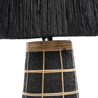 Tafellamp terracotta en gras Naxos, zwart met naturel rotan – 56 cm hoog, 25 x 25 cm