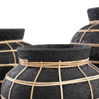 Vaas terracotta rotan De Buikvaas, zwart naturel, Ø 29 x 23 cm, voor droogbloemen