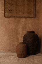 Vloervaas terracotta Volcanic bordeaux XXL, Ø 50 x 70 cm, handgemaakt voor woonkamer, hal of terras