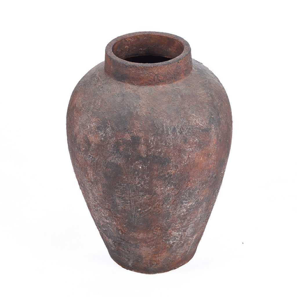 Vloervaas terracotta Volcanic bordeaux XXL, Ø 50 x 70 cm, handgemaakt voor woonkamer, hal of terras