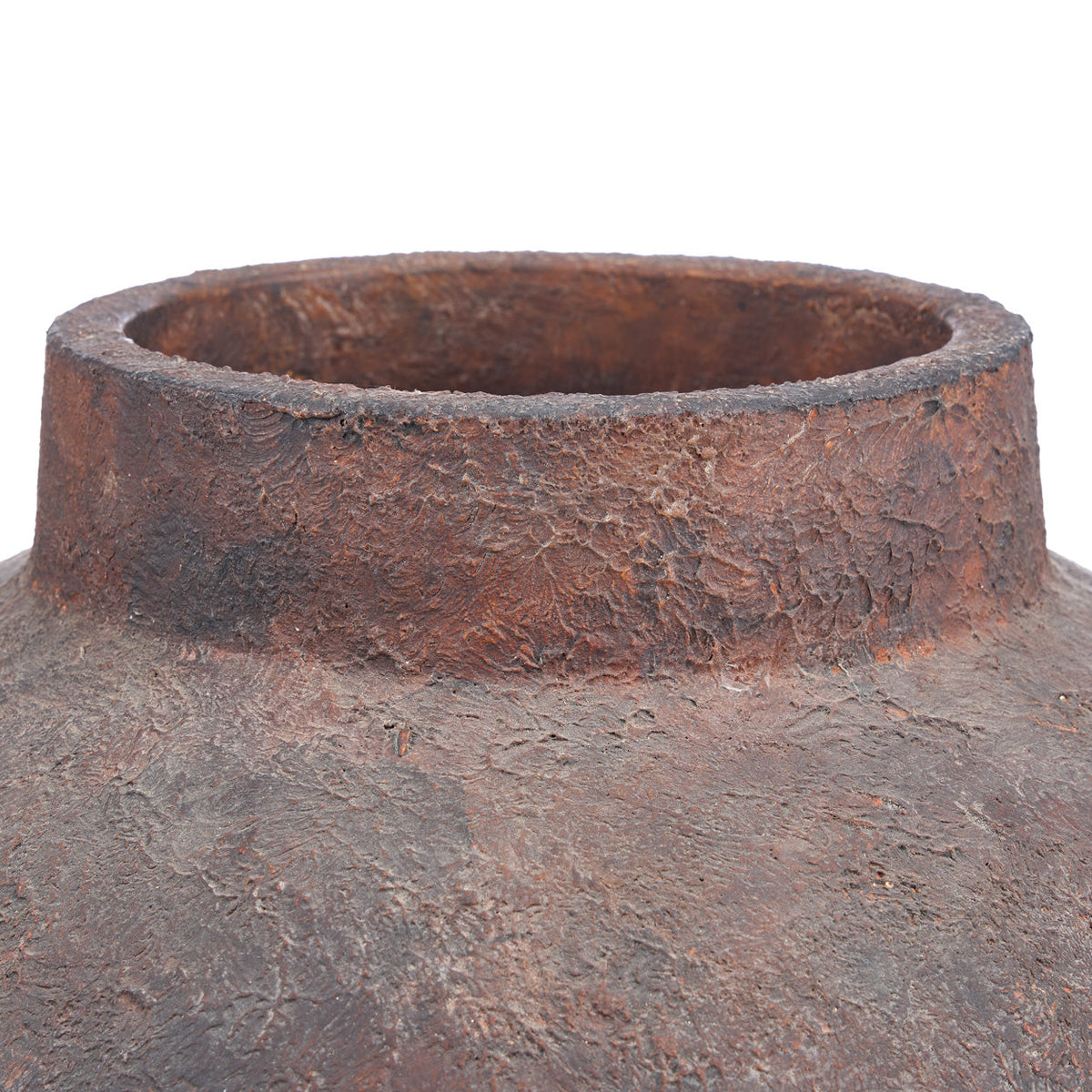 Vloervaas terracotta Volcanic bordeaux XXL, Ø 50 x 70 cm, handgemaakt voor woonkamer, hal of terras