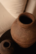 Vaas terracotta Amphora Rustica, handgevormd, terracotta kleur, 25 x 25 x 40 cm, woonkamer