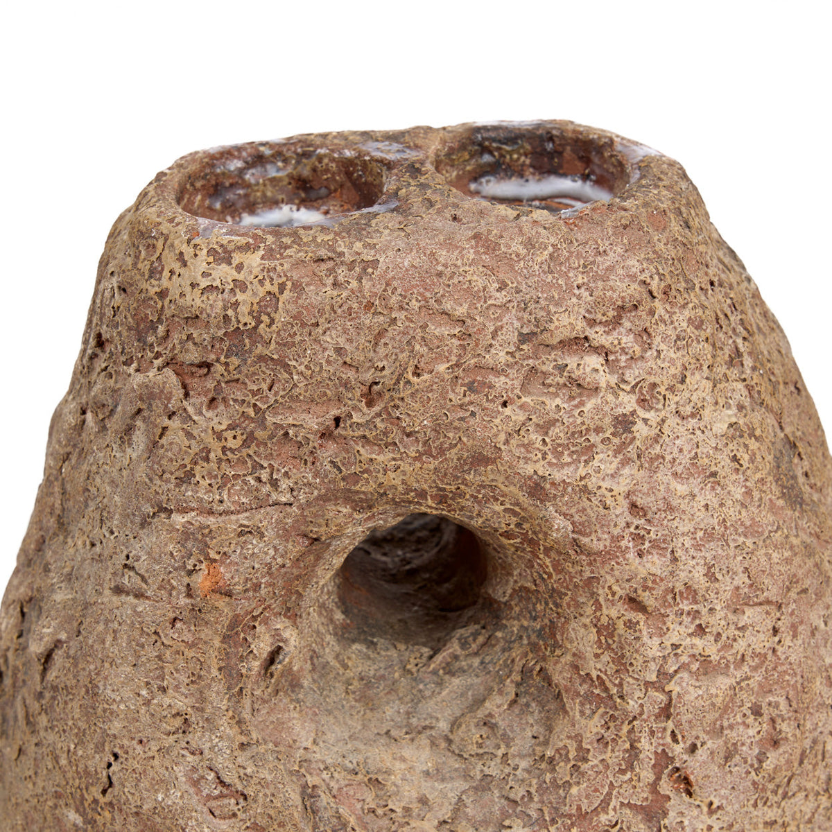 Kandelaar terracotta bruin voor twee kaarsen, handafgewerkt – 20 x 15 x 28 cm