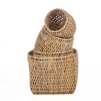 Mand bananenblad Louh Louh naturel, handgemaakt – Ø 39 x 36 cm, voor plaids, speelgoed of wasgoed