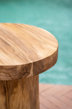 Bijzettafel suarhout Inti naturel, rond 30 x 30 cm, hoogte 45 cm voor woonkamer