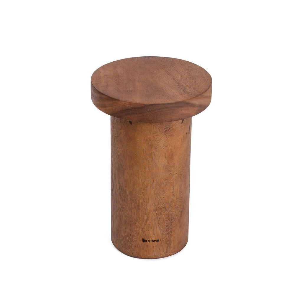 Bijzettafel suarhout Inti naturel, rond 30 x 30 cm, hoogte 45 cm voor woonkamer