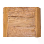Bijzettafel massief teak naturel, model Arc, 30 x 40 x 45 cm, voor slaapkamer of woonkamer