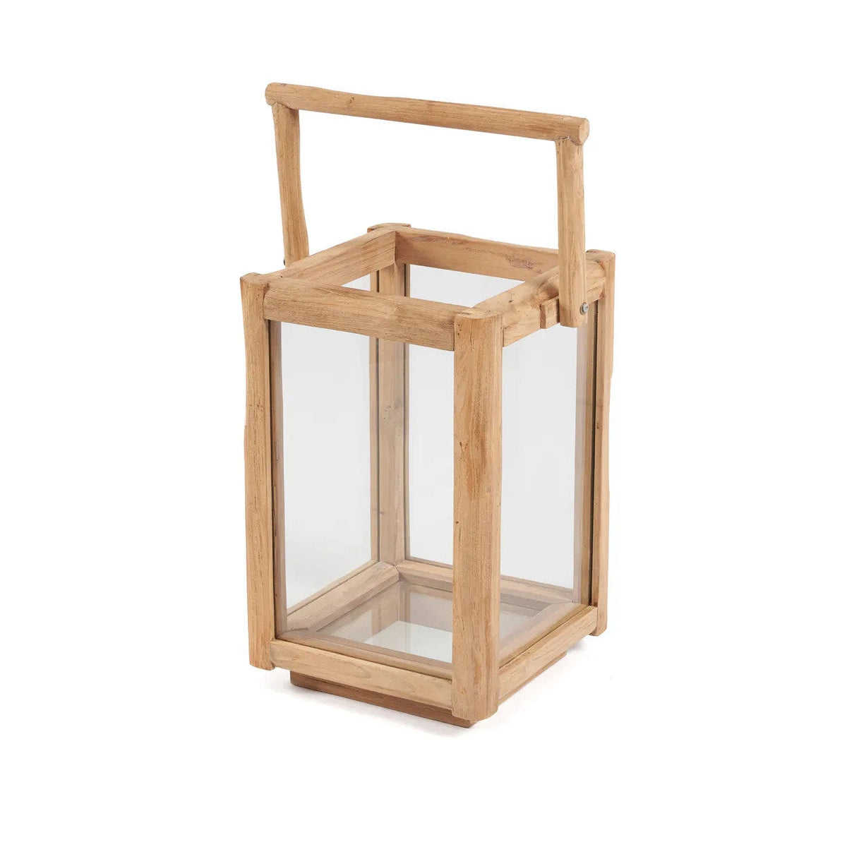 Lantaarn teakhout gerecycled Nusa Penida S, naturel – 28 x 28 x 43 cm, voor binnen en buiten