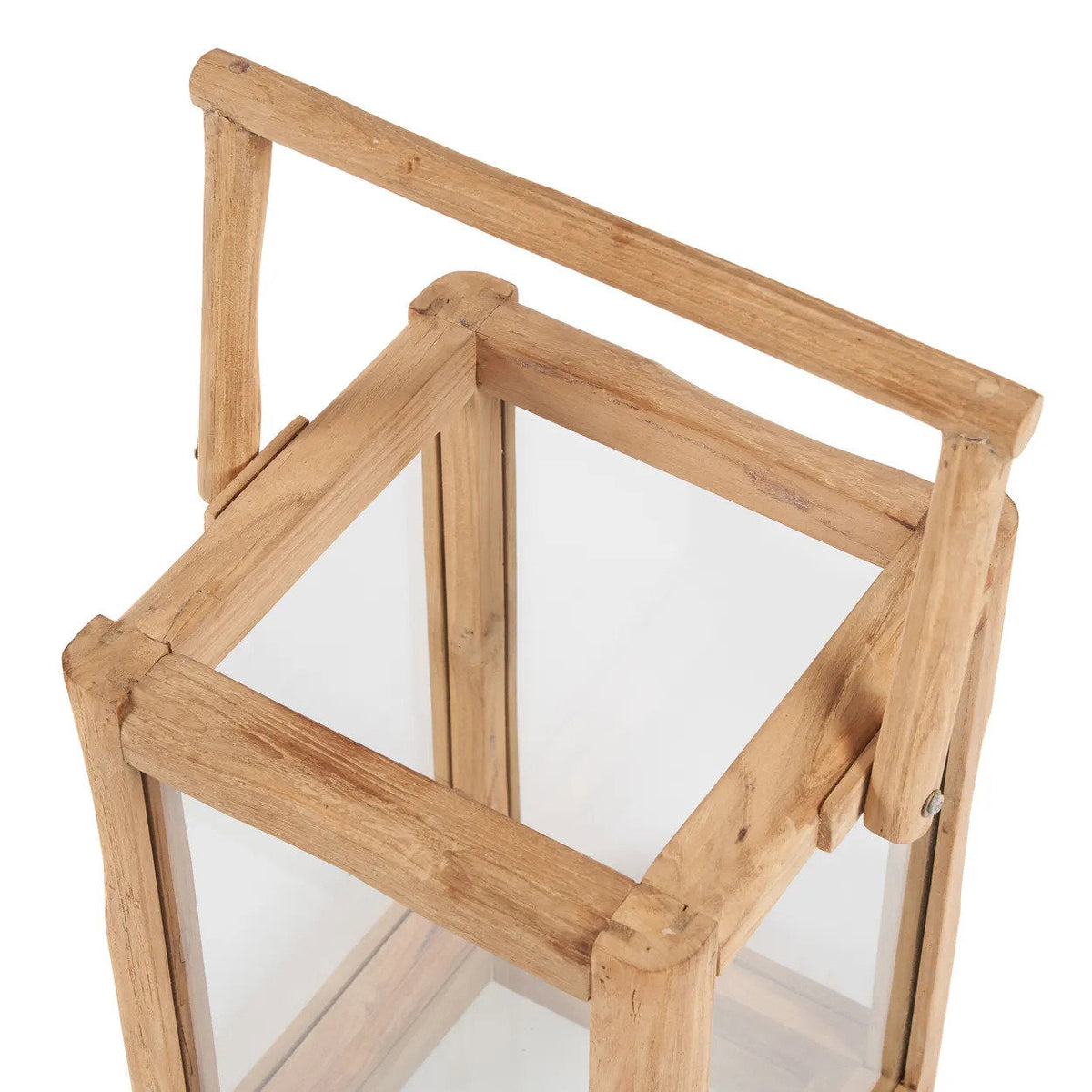 Lantaarn teakhout gerecycled Nusa Penida S, naturel – 28 x 28 x 43 cm, voor binnen en buiten
