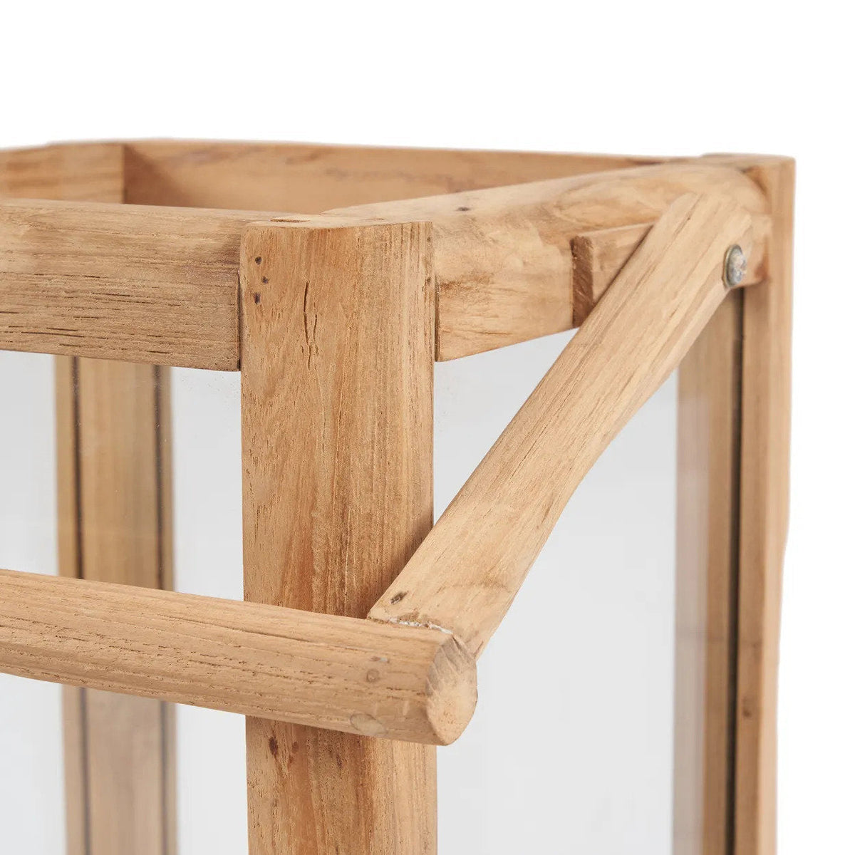 Lantaarn teakhout gerecycled Nusa Penida S, naturel – 28 x 28 x 43 cm, voor binnen en buiten