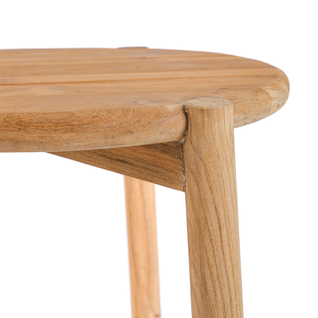Bijzettafel teakhout Gilimanuk naturel 47 x 47 x 50 cm, driepoots voor buiten, terras en balkon