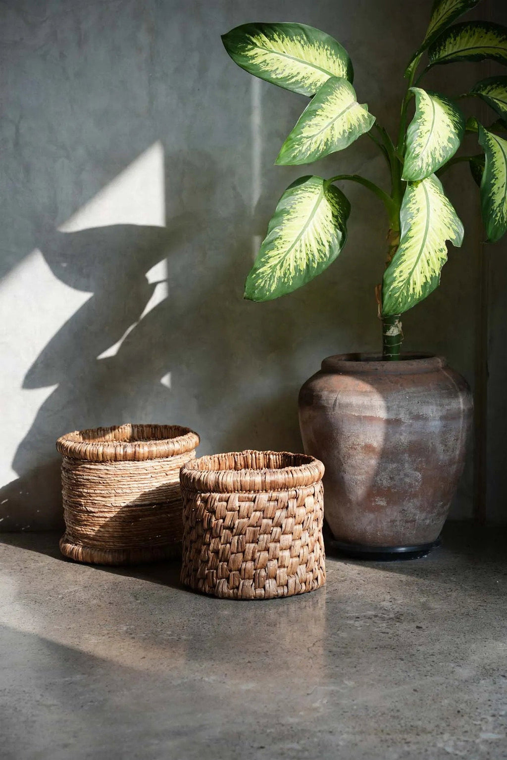 Mand waterhyacint Choppy handgevlochten naturel Ø 36 x 31 cm, voor opbergen