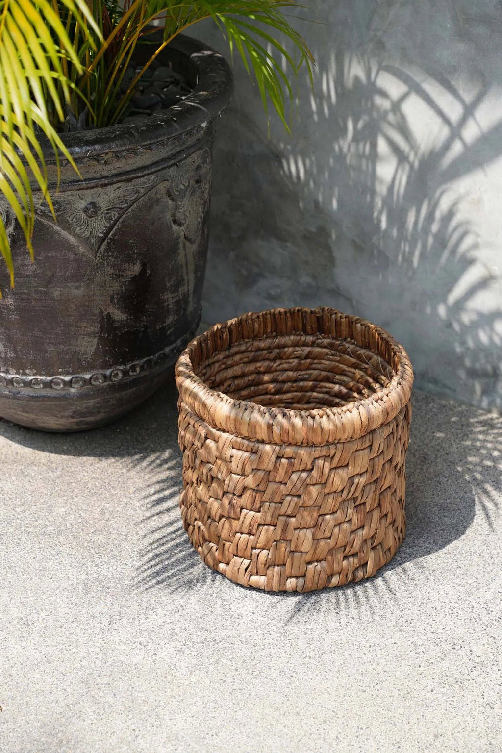 Mand waterhyacint Choppy handgevlochten naturel Ø 36 x 31 cm, voor opbergen