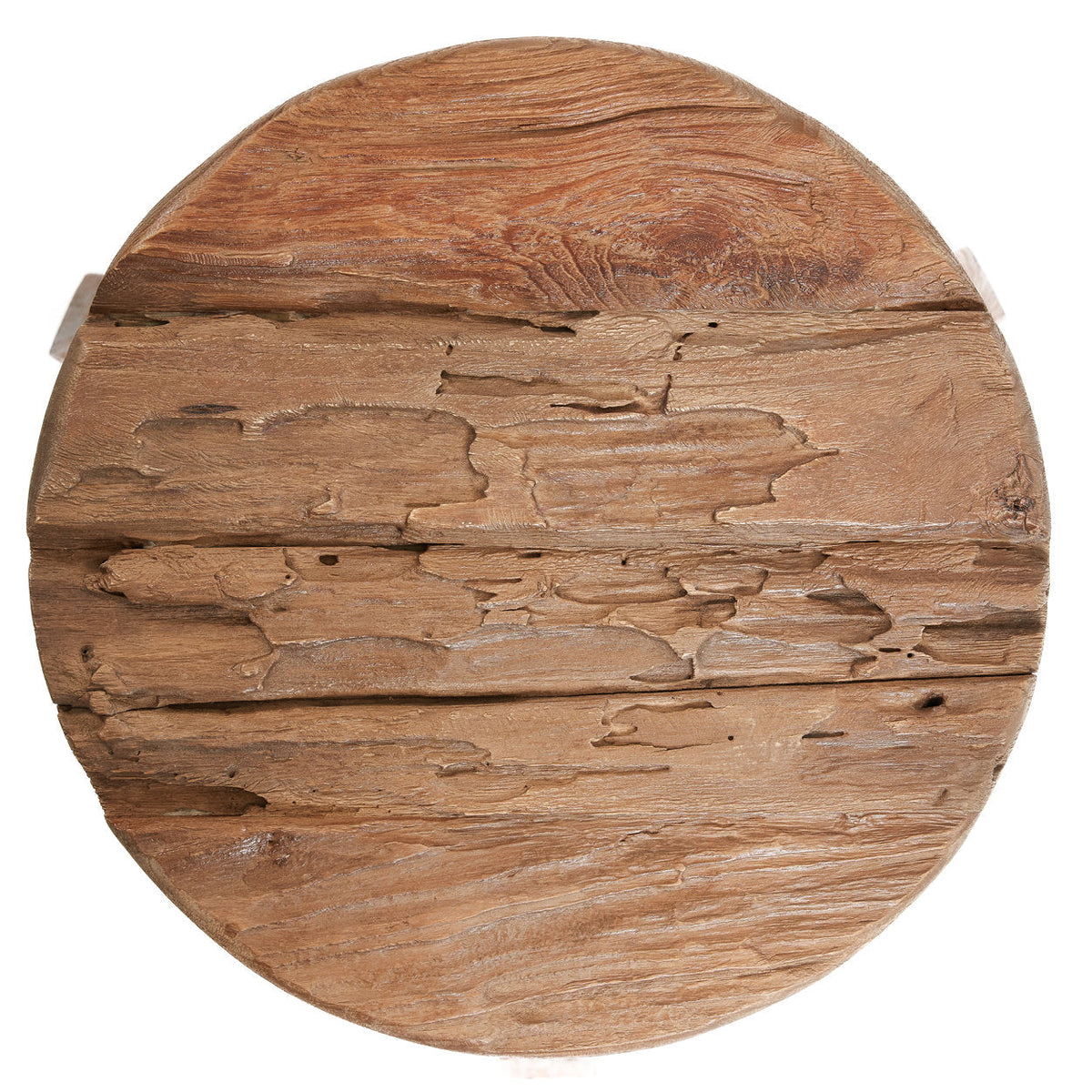 Kruk gerecycled teakhout Yatai naturel, Ø 37 x 33 cm, als zitplaats, bijzettafel of plantenstandaard