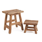 Kruk gerecycled teakhout Yoke naturel – H 46 x B 30 x L 40 cm, voor binnen en overdekt buiten