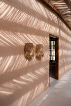 Wandlamp abaca gras handgemaakt boho naturel L 20 x B 17 x H 35 cm, kabel en E27-fitting