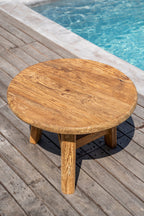 Salontafel gerecycled teakhout Fusuma L, rond, naturel – Ø 80 x 45 cm, woonkamer