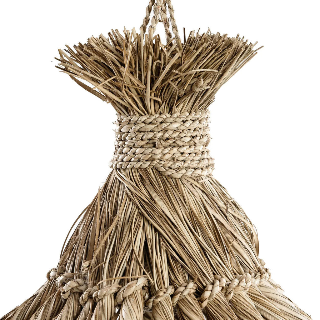 Hanglamp mendonggras handgevlochten Guagua, naturel – Ø 60 x 90 cm, voor woonkamer of badkamer