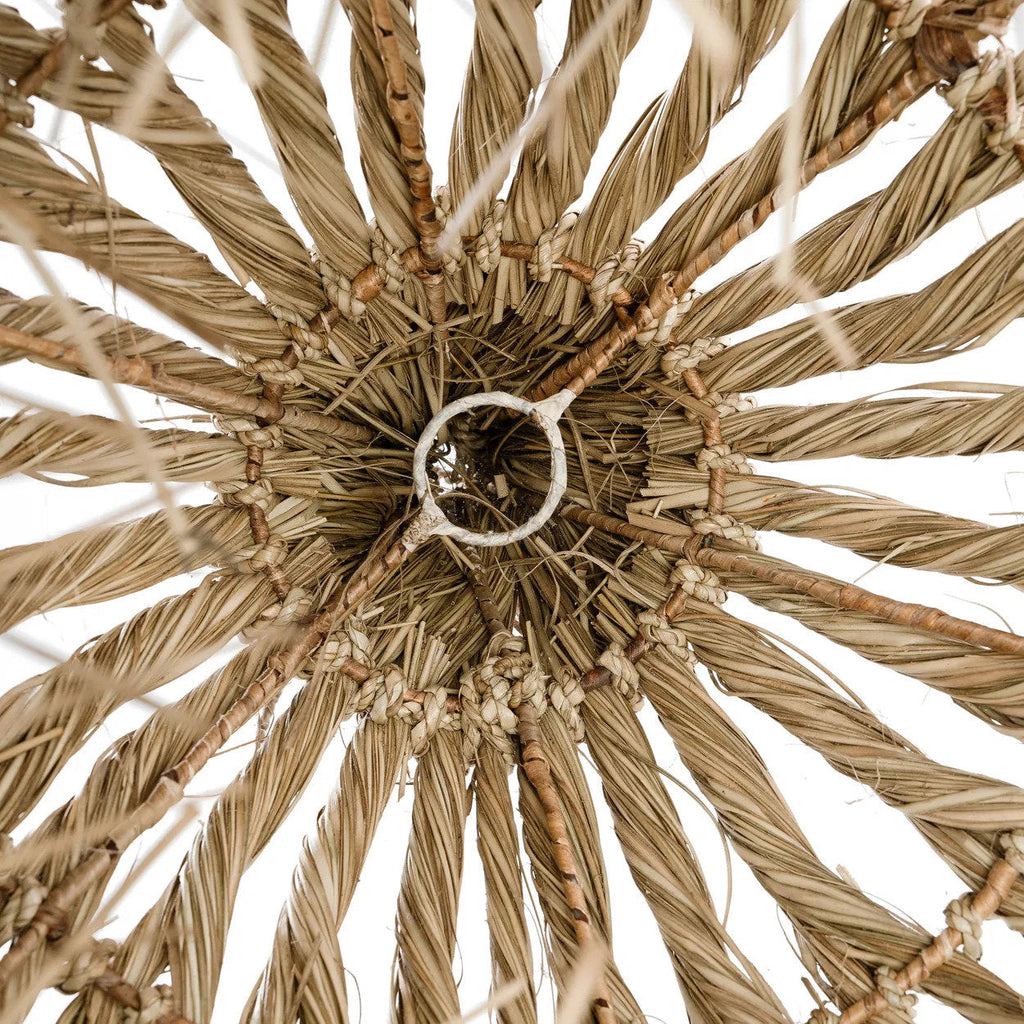 Hanglamp mendonggras handgevlochten Guagua, naturel – Ø 60 x 90 cm, voor woonkamer of badkamer