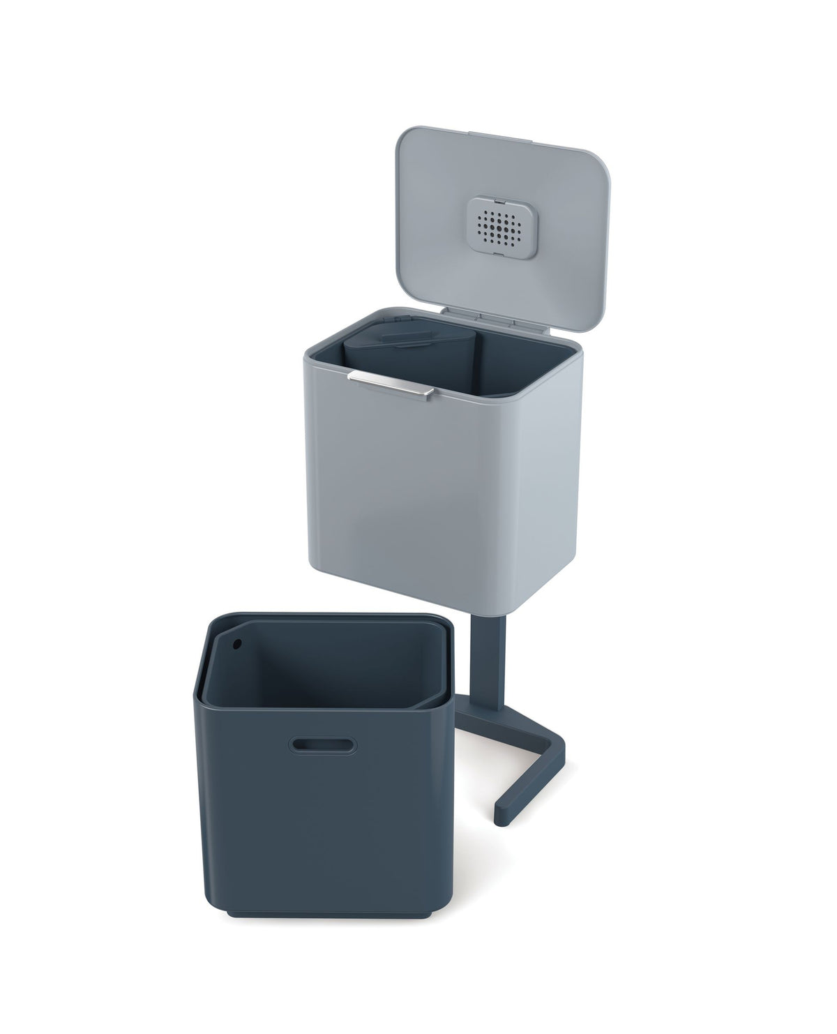 Prullenbak Totem Max Sky blauw 60 L, 2 compartimenten van 30 L voor afvalscheiding
