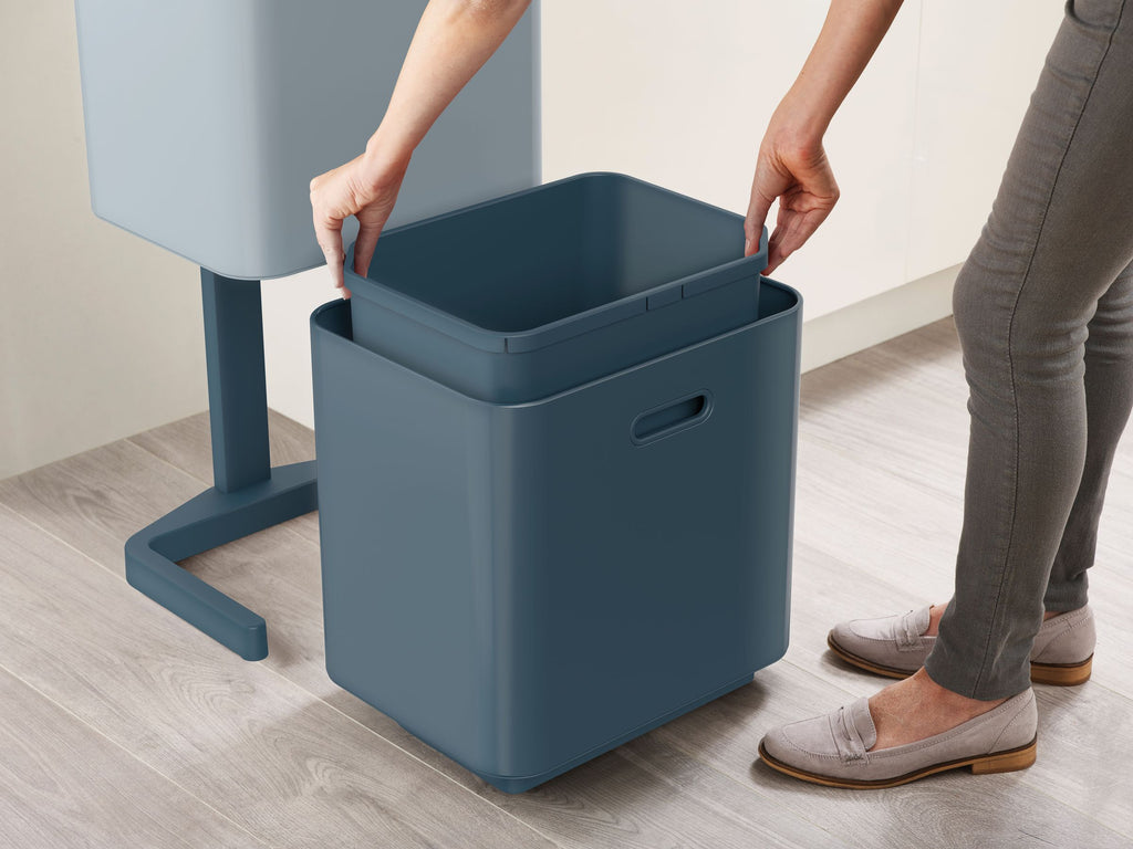 Prullenbak Totem Max Sky blauw 60 L, 2 compartimenten van 30 L voor afvalscheiding