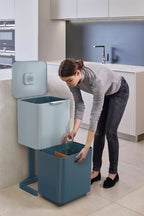 Prullenbak Totem Max Sky blauw 60 L, 2 compartimenten van 30 L voor afvalscheiding