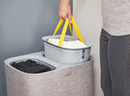 Wasmand met 2 uitneembare stoffen zakken, grijs, 2 x 45 liter (90 liter), model Tota, voor badkamer en slaapkamer