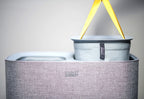 Wasmand met 2 uitneembare stoffen zakken, grijs, 2 x 45 liter (90 liter), model Tota, voor badkamer en slaapkamer