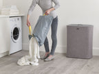 Wasmand met 2 uitneembare stoffen zakken, grijs, 2 x 45 liter (90 liter), model Tota, voor badkamer en slaapkamer