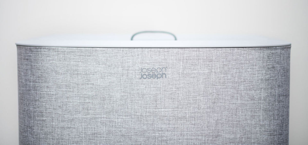 Wasmand met 2 uitneembare stoffen zakken, grijs, 2 x 45 liter (90 liter), model Tota, voor badkamer en slaapkamer