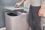 Wasmand met 2 uitneembare stoffen zakken, grijs, 2 x 45 liter (90 liter), model Tota, voor badkamer en slaapkamer
