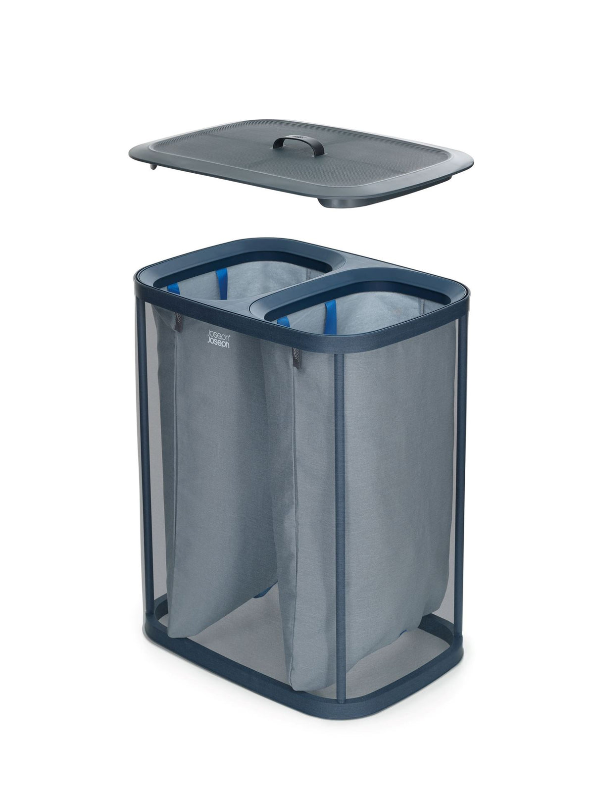 Wasmand 2 vakken stoffen zakken zwart, Tota 2 x 45 L (90 L) voor badkamer, slaapkamer of washok