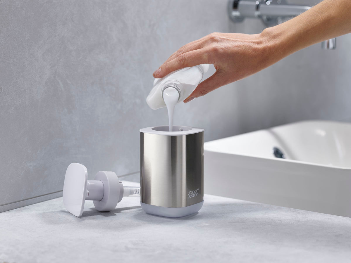 Badkameraccessoires set rvs Bathroom Beauties zilver, tandenborstelhouder en zeepdispenser, set van 2