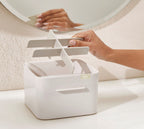 Make-up organiser met handspiegel Viva Make Me Up, grijs, set van 2 voor kwasten, mascara en palettes