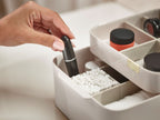 Make-up organiser met handspiegel Viva Make Me Up, grijs, set van 2 voor kwasten, mascara en palettes