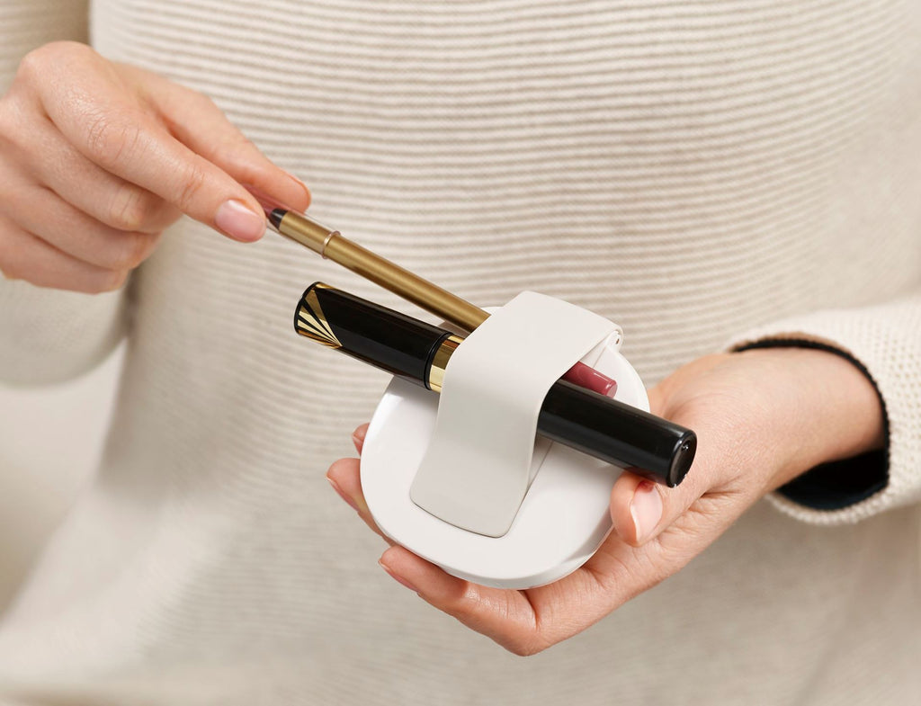 Make-up organiser met handspiegel Viva Make Me Up, grijs, set van 2 voor kwasten, mascara en palettes