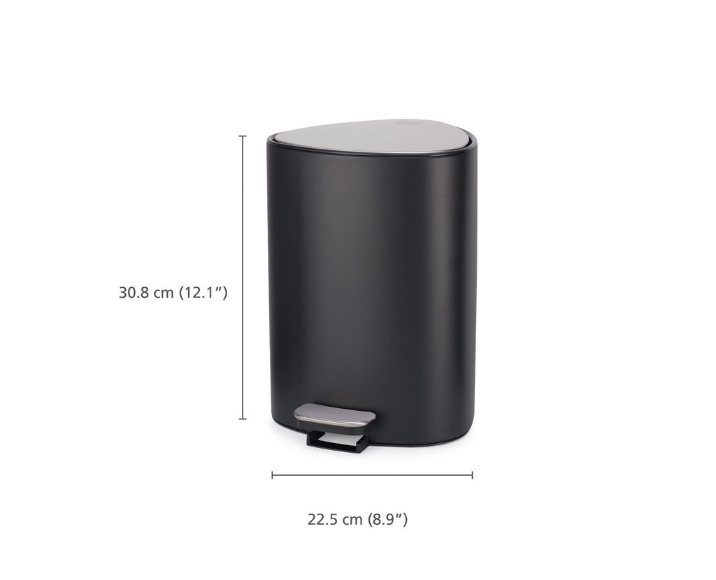 Pedaalemmer staal EasyStore mat zwart 5 L, 30,8 x 22 x 25,5 cm, voor badkamer, kantoor en slaapkamer