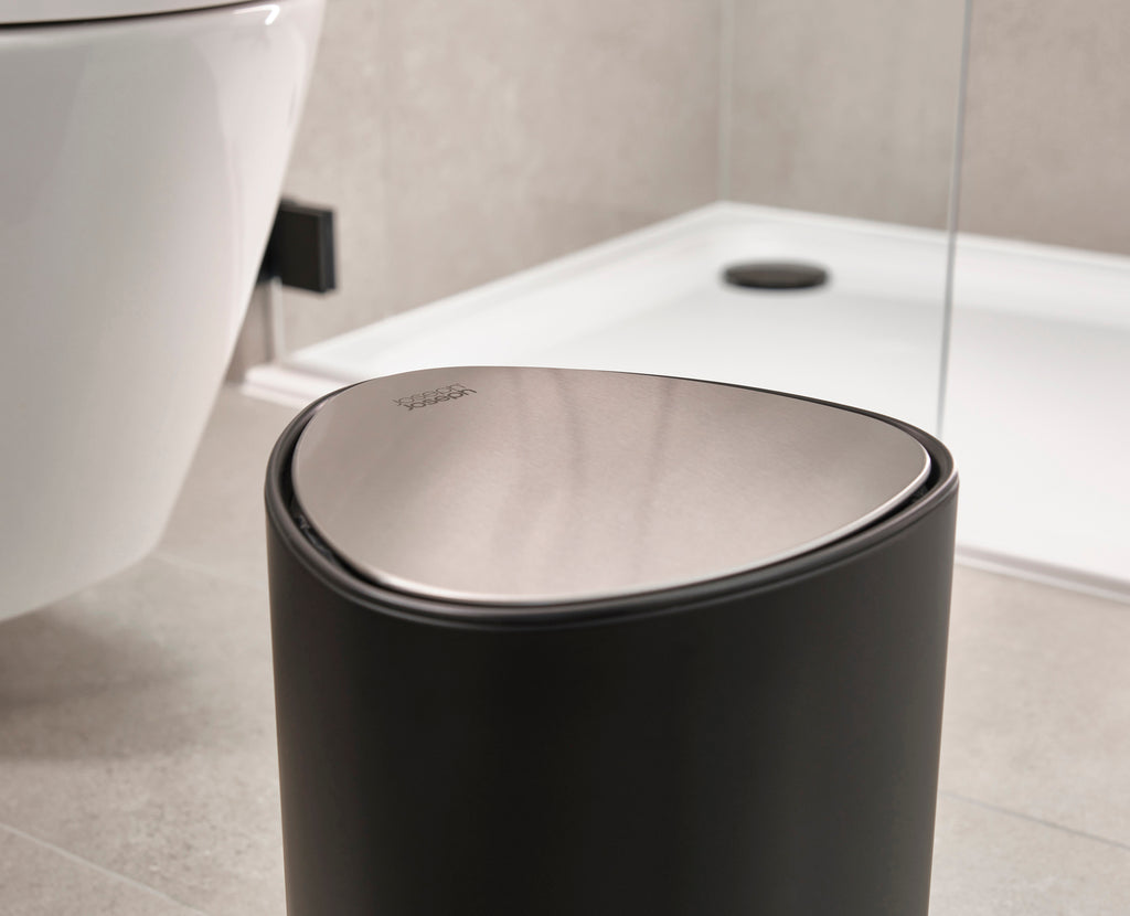 Pedaalemmer staal EasyStore mat zwart 5 L, 30,8 x 22 x 25,5 cm, voor badkamer, kantoor en slaapkamer