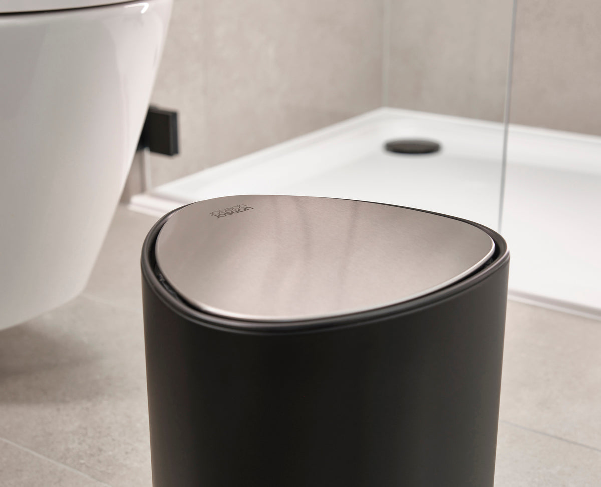 Pedaalemmer staal EasyStore mat zwart 5 L, 30,8 x 22 x 25,5 cm, voor badkamer, kantoor en slaapkamer