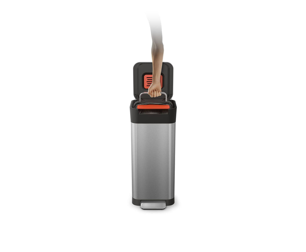 Prullenbak roestvrij staal Titan zilvergrijs 20 L, met compressor, voetpedaal en soft-close deksel