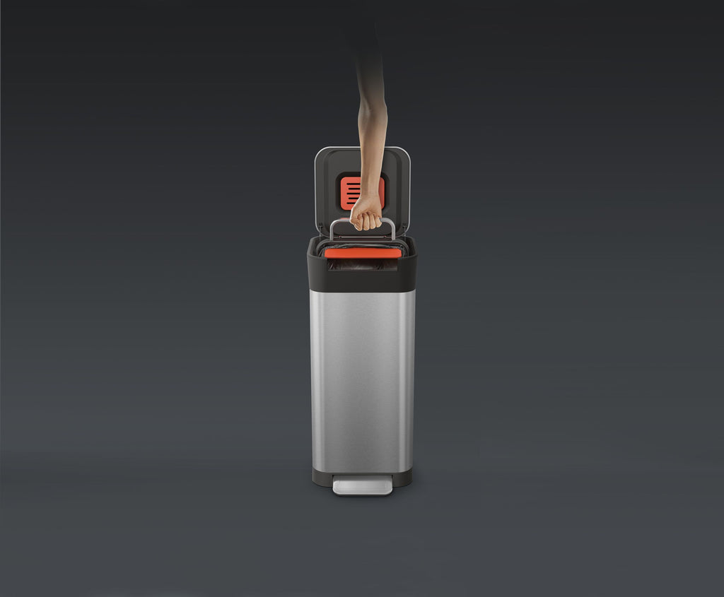 Prullenbak roestvrij staal Titan zilvergrijs 20 L, met compressor, voetpedaal en soft-close deksel