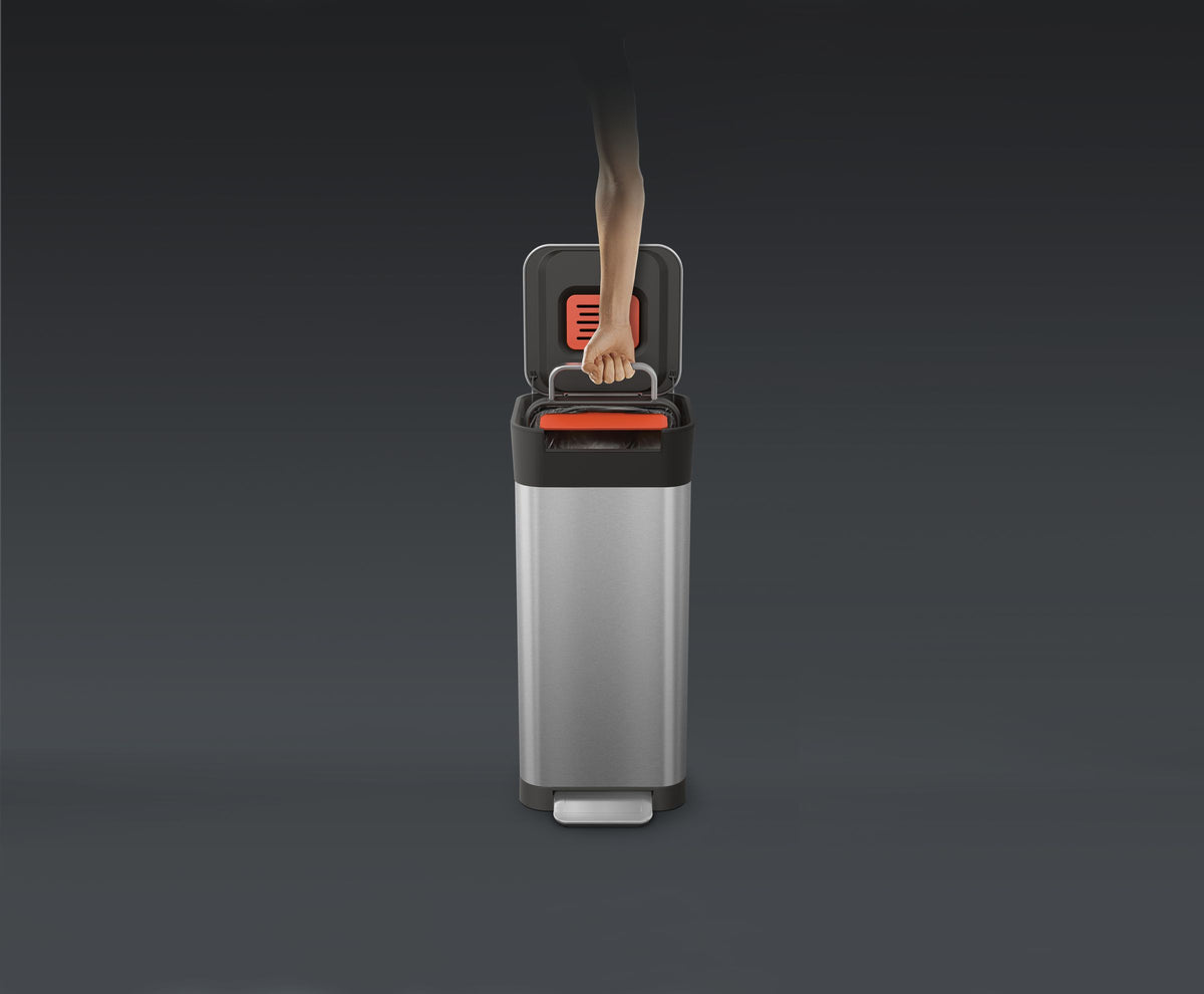 Prullenbak roestvrij staal Titan zilvergrijs 20 L, met compressor, voetpedaal en soft-close deksel